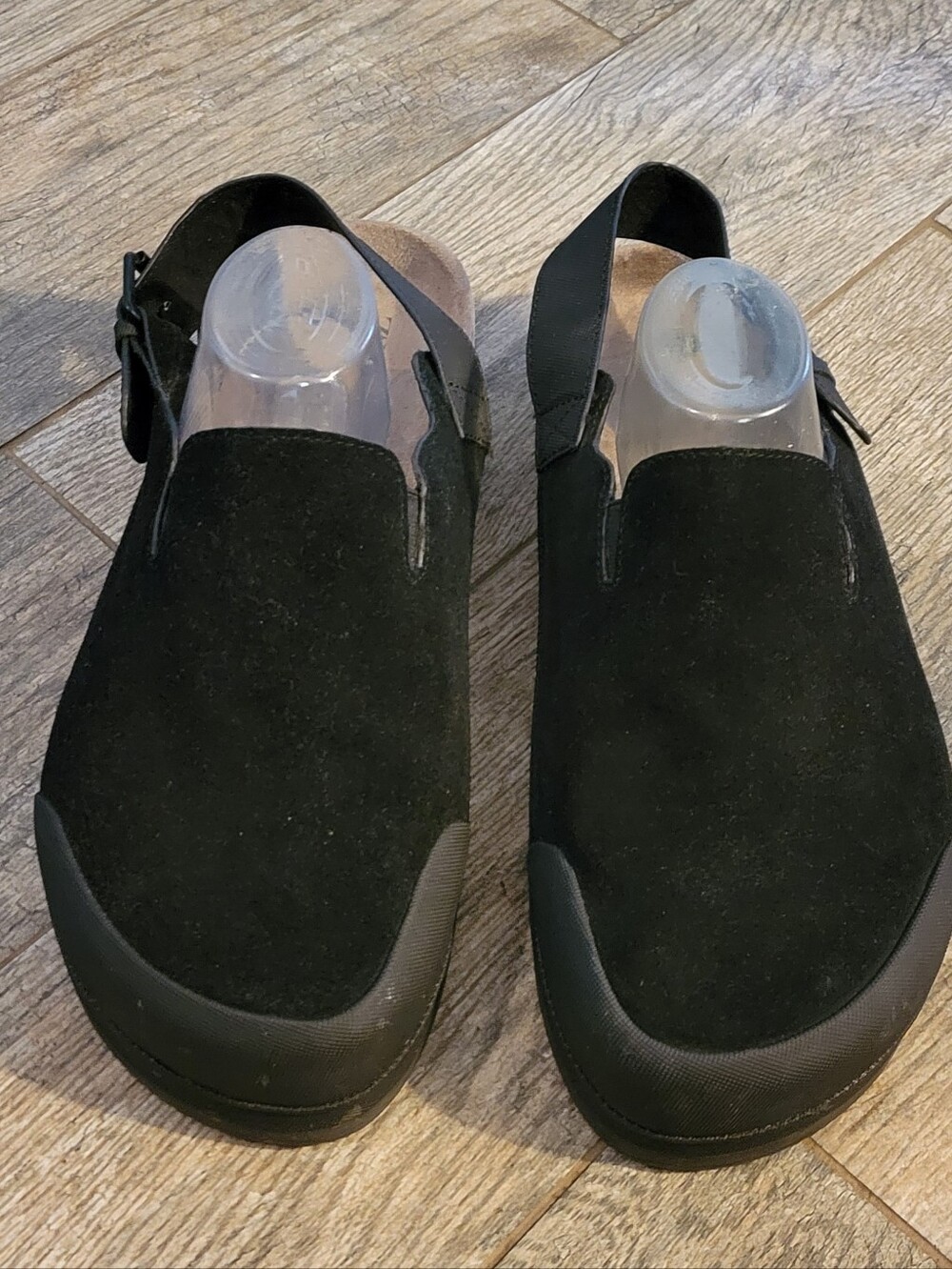 Zara Men's Split Leather Clogs Shoes Buckle Back Strap Chunky Textured Sole